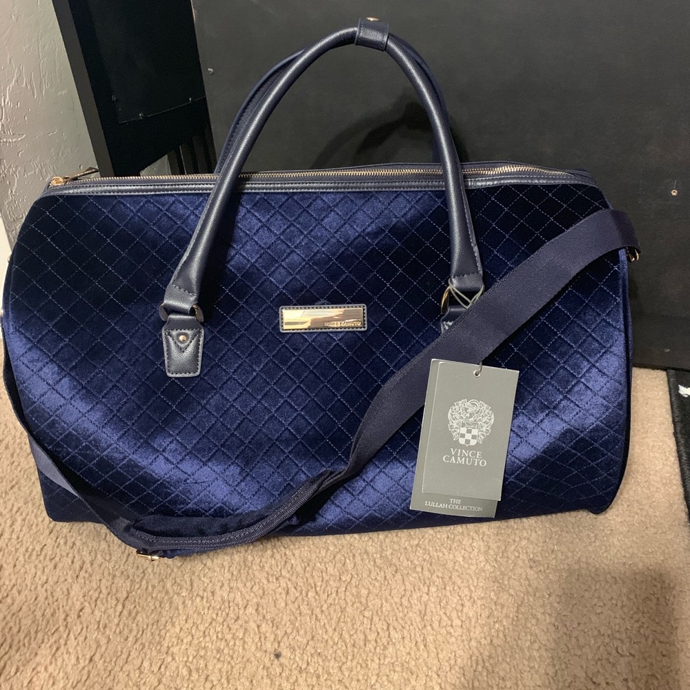 Vince Camuto Lullah velvet duffle travel bag NWT